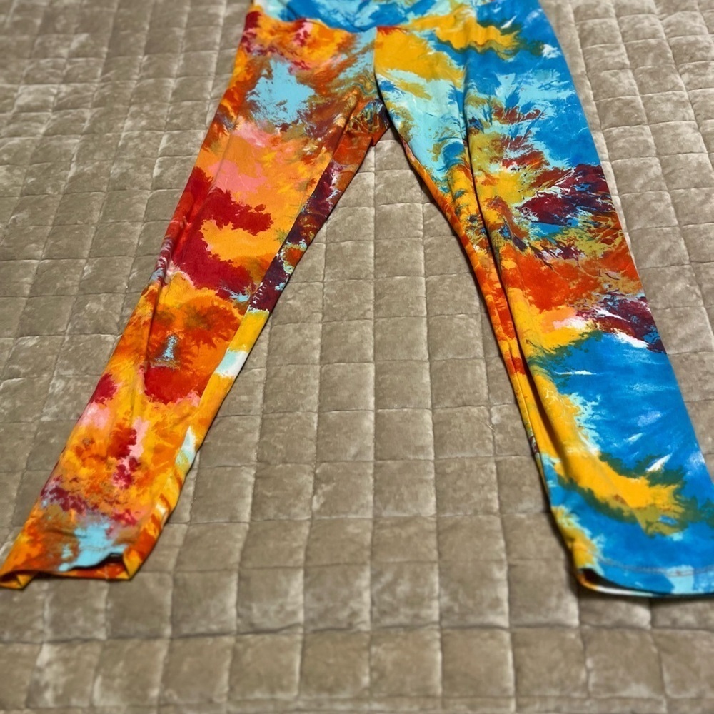 Kiss Blue and Orange Tie-Dye Leggings